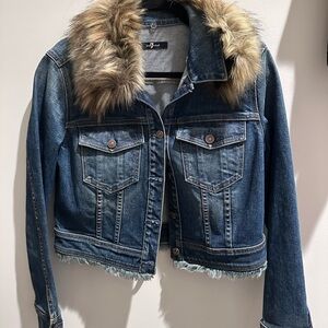 7 for All Mankind Denim Jacket with Faux Fur Collar